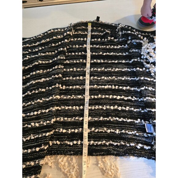 Le Fee Verte Cardigan Women's S Black White Popcorn Sweater Anthropologie Fringe - Picture 10 of 11
